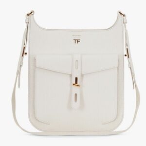 TOM FORD T Twist Chalk Grained Leather Medium Crossbody Bag